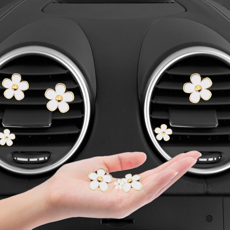 Acantha Car Vent Clips 8pcs Daisy Flowers Air Vent Clips With 12pcs DIY Unscented Fragrance for Girls Women White - Image 5